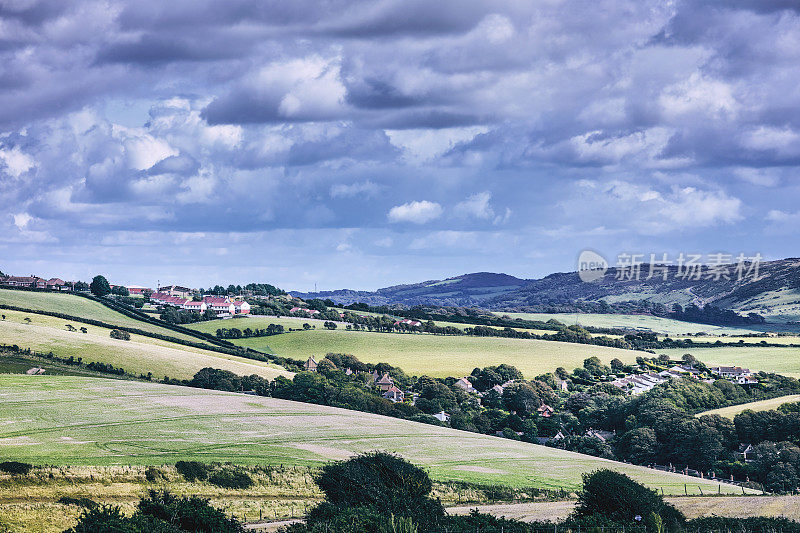 Idyllic rural, aerial view, Cotswolds UK